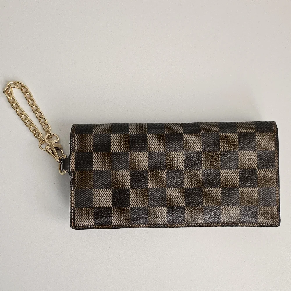 Louis Vuitton Damier Ebene Portefeuille Accordeon Chain Long Wallet